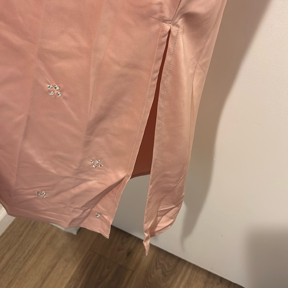 NWT A New Day Pink Satin Bejeweled Slip Spaghetti Strap Dress - Picture 5 of 8